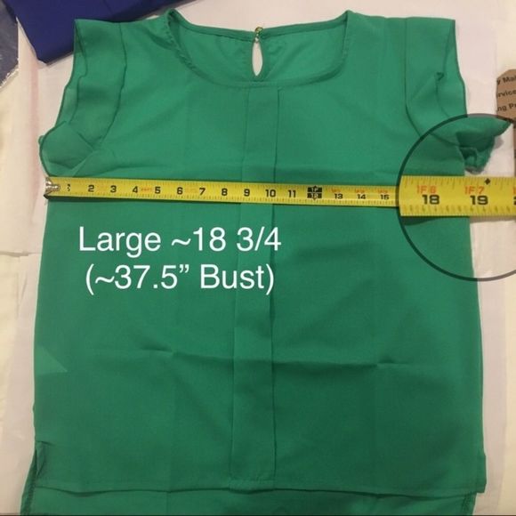 Blue Chiffon Flutter Sleeve Cap Sleeve Blouse L or XL - Picture 6 of 8